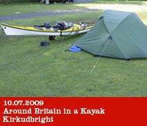 Kayaker who is paddling around the coast of Britain